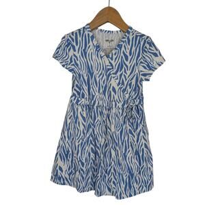 DVF x Target Kids Dress Faux Wrap Girls 4T White Blue Zebra Short Sleeve